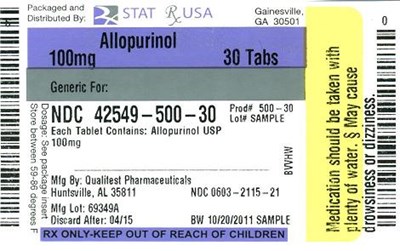 Allopurinol 100 mg Label Image (Allpurinol 100mg Label 42549)